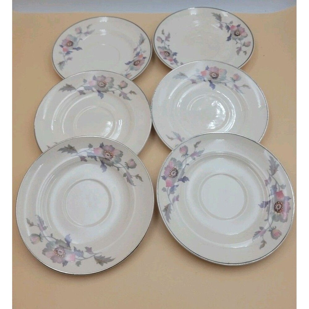 VTG 50’s Bryn Mawr by Salem China Pink Purple Floral Design Saucers Lot 6